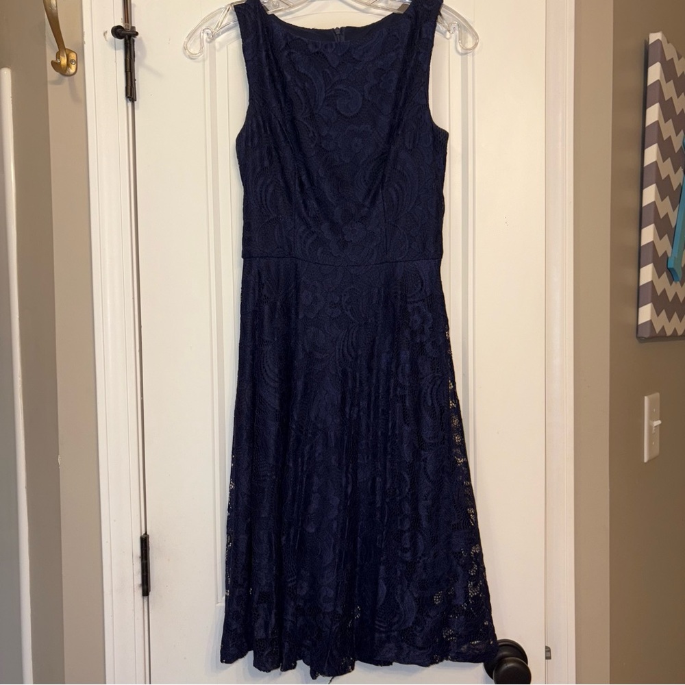 Chic Navy Lace Wedding Dress